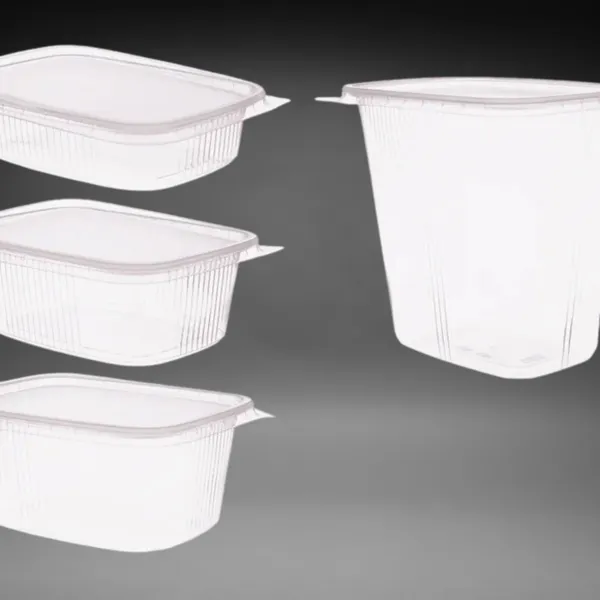 Rechteckbecher 300 g transparent mit Deckel